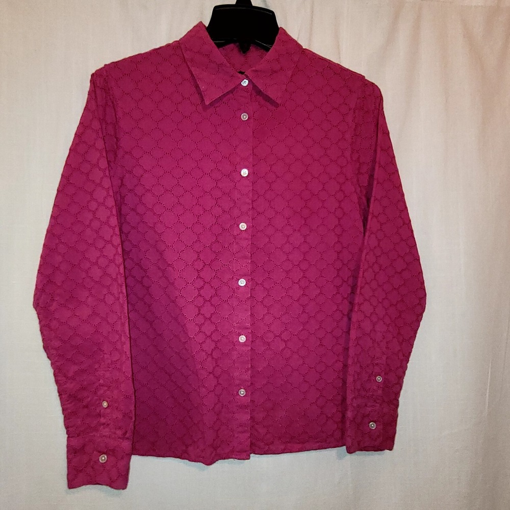 Talbots Blouse Lot of 4 Tops Sz Small Pink Fuschia Eyelet Multi Ivory Lace - Picture 8 of 16